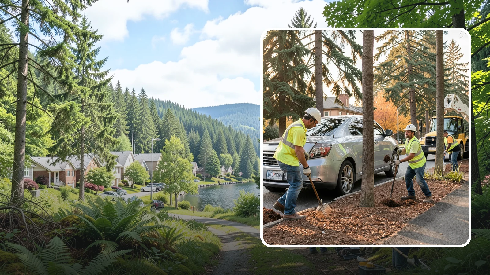Tree Mulching in Lake Forest Park, King County, WA - Installation and refresh of mulch rings around public trees to conserve moisture, suppress weeds, and protect trunks from...