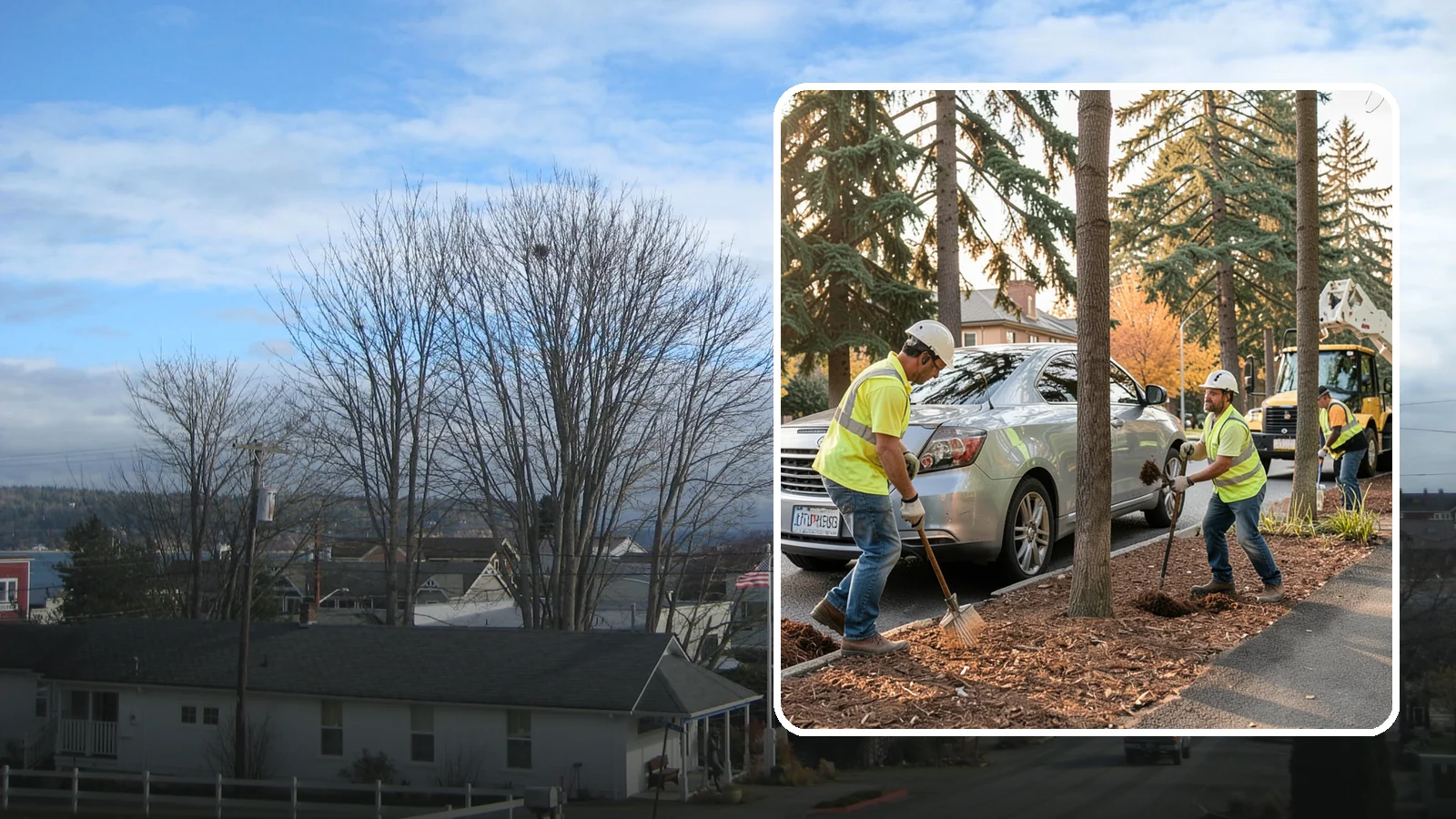 Tree Mulching in Langley, Island County, WA - Installation and refresh of mulch rings around public trees to conserve moisture, suppress weeds, and protect trunks from...