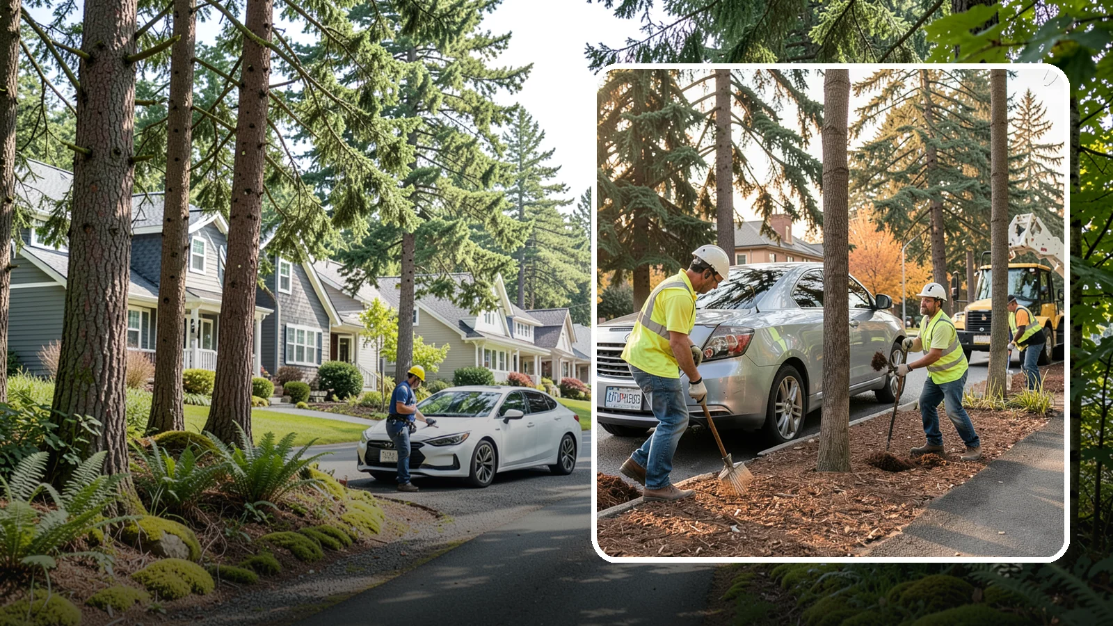 Tree Mulching in Normandy Park, King County, WA - Installation and refresh of mulch rings around public trees to conserve moisture, suppress weeds, and protect trunks from...