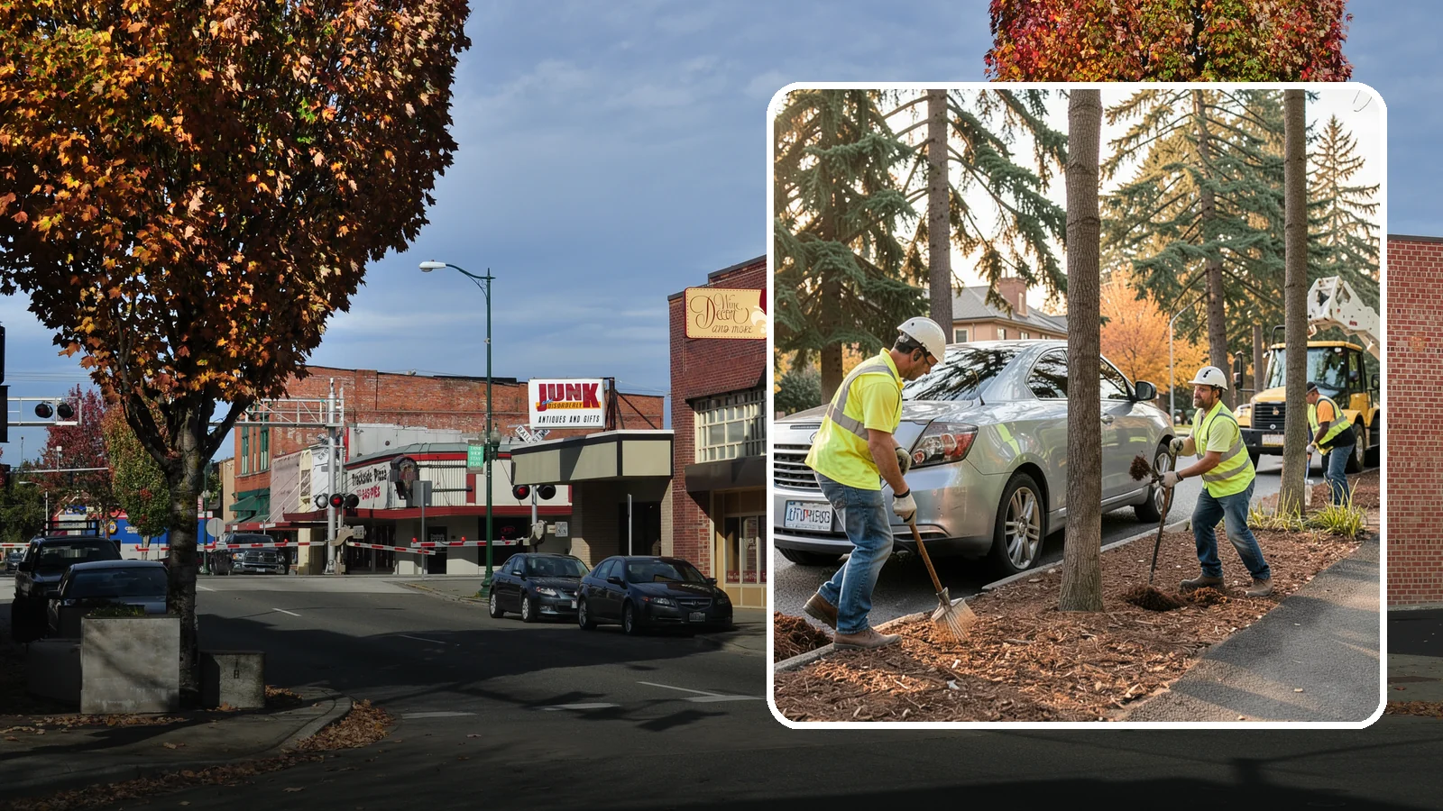 Tree Mulching in Puyallup, Pierce County, WA - Installation and refresh of mulch rings around public trees to conserve moisture, suppress weeds, and protect trunks from...