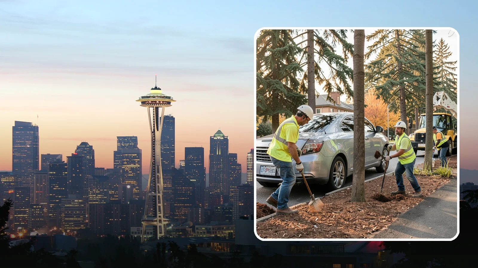 Tree Mulching in Seattle, King County, WA - Installation and refresh of mulch rings around public trees to conserve moisture, suppress weeds, and protect trunks from...