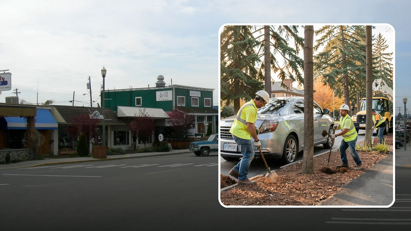 Tree Mulching in Stanwood, Snohomish County, WA - Installation and refresh of mulch rings around public trees to conserve moisture, suppress weeds, and protect trunks from...