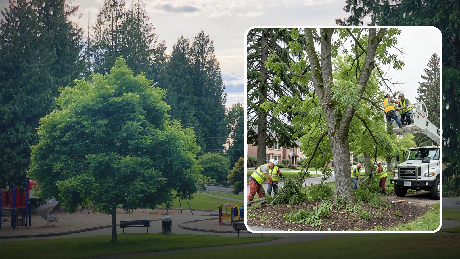 Tree Pruning in Bonney Lake, Pierce County, WA - Structural and clearance pruning of landscape trees to support health, safety, and public sightlines.