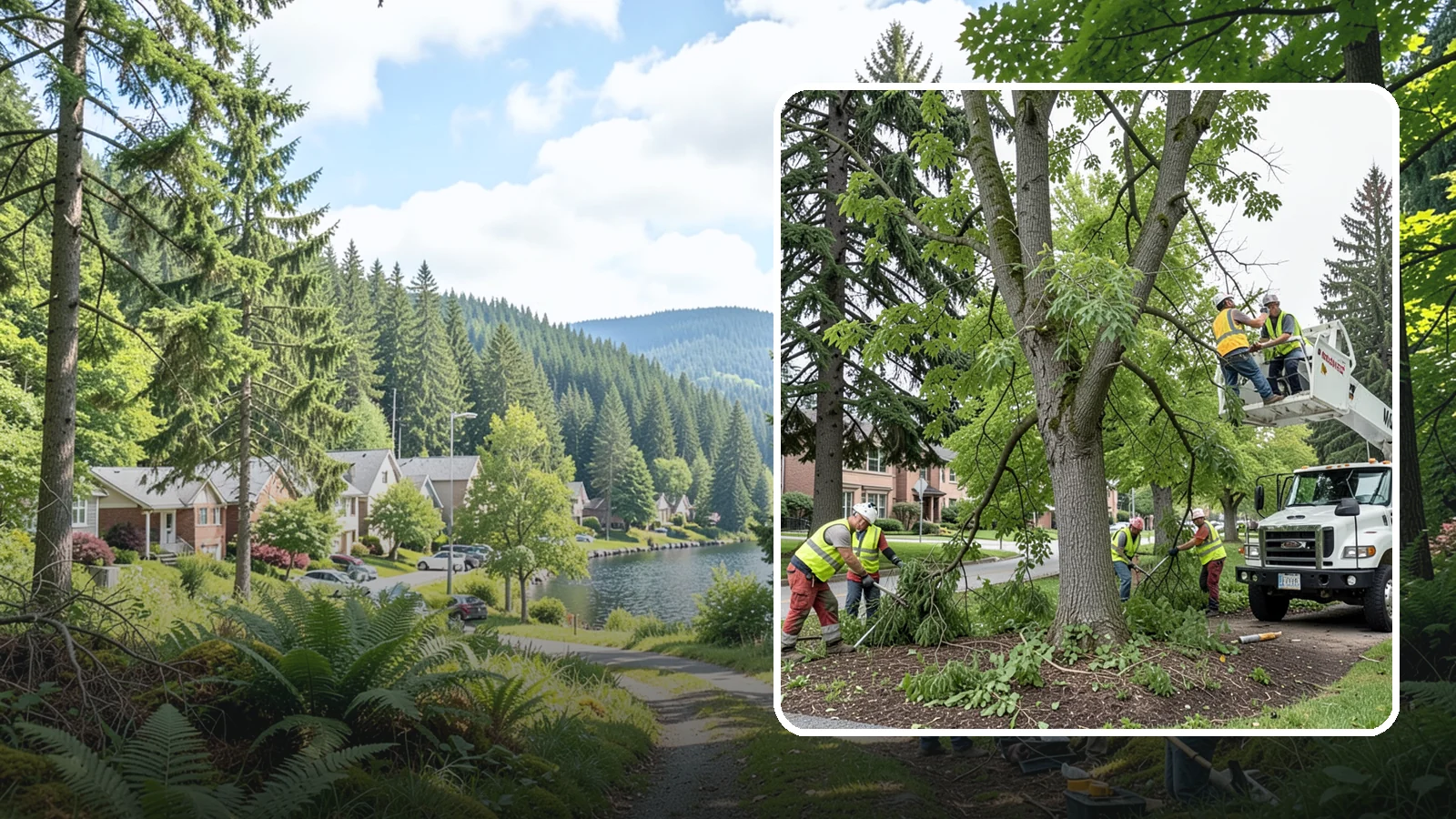 Tree Pruning in Lake Forest Park, King County, WA - Structural and clearance pruning of landscape trees to support health, safety, and public sightlines.