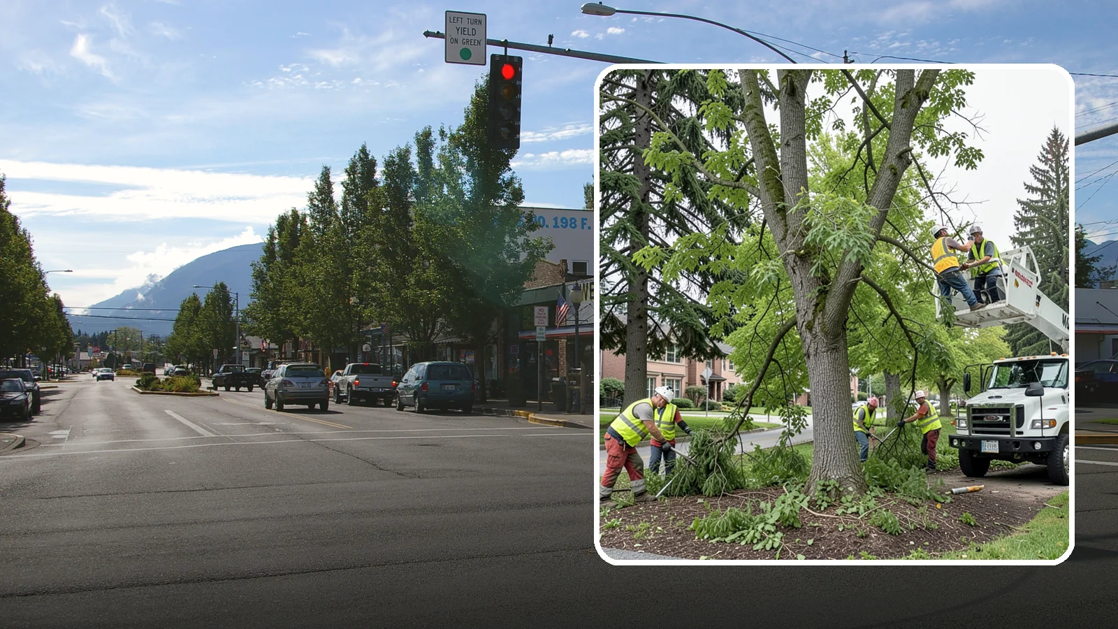 Tree Pruning in North Bend, King County, WA - Structural and clearance pruning of landscape trees to support health, safety, and public sightlines.