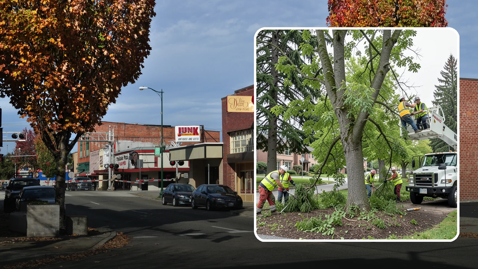 Tree Pruning in Puyallup, Pierce County, WA - Structural and clearance pruning of landscape trees to support health, safety, and public sightlines.