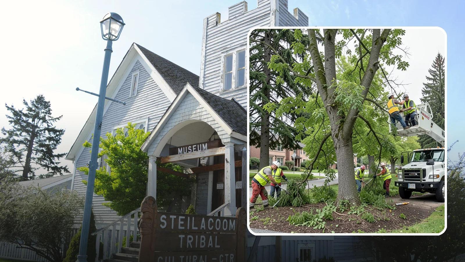 Tree Pruning in Steilacoom, Pierce County, WA - Structural and clearance pruning of landscape trees to support health, safety, and public sightlines.
