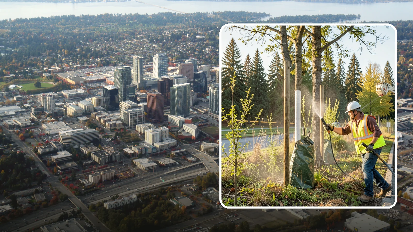 Tree Watering in Bellevue, King County, WA - Scheduled establishment watering of young public trees through their critical first seasons to protect your planting investment.