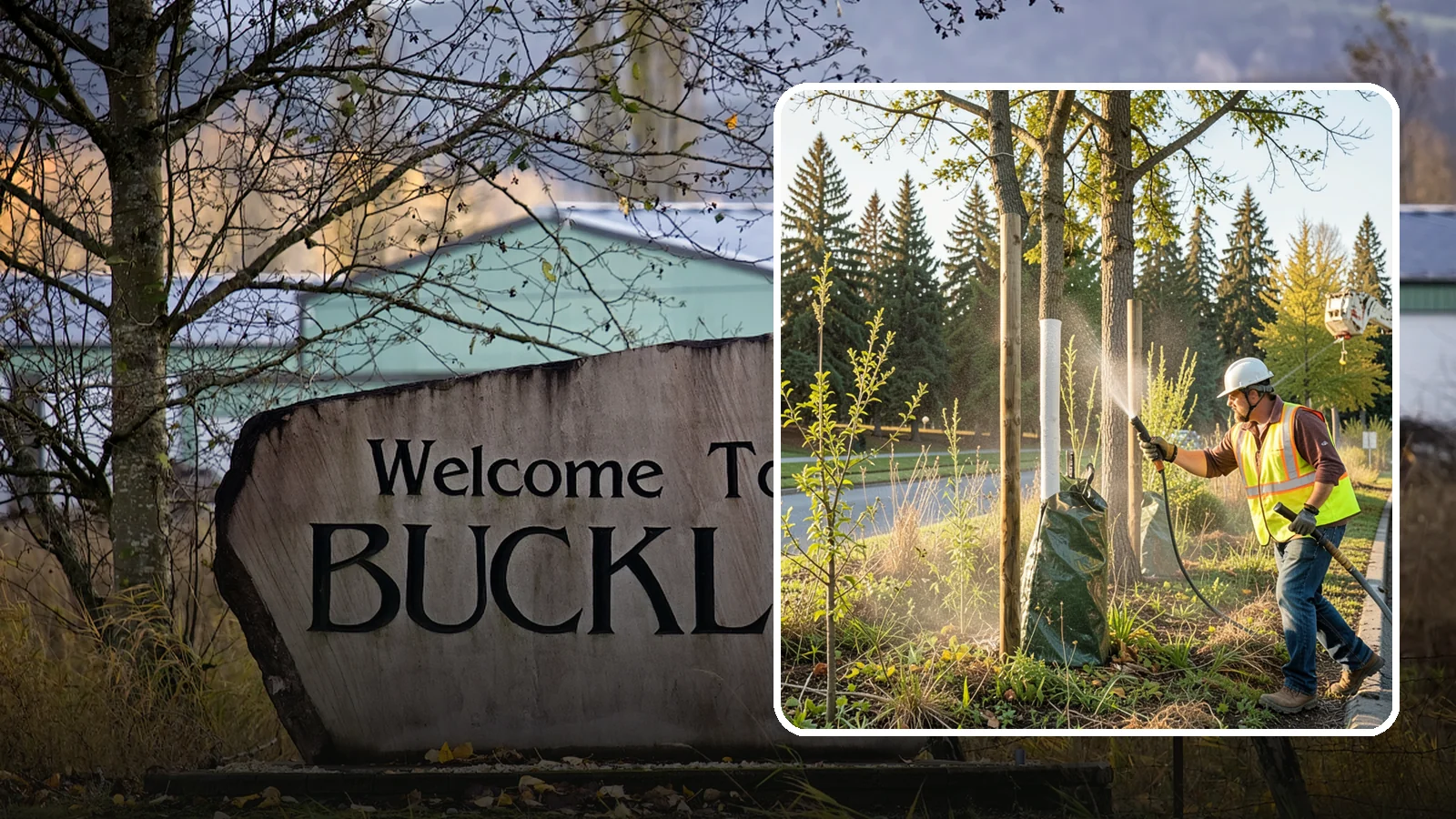 Tree Watering in Buckley, Pierce County, WA - Scheduled establishment watering of young public trees through their critical first seasons to protect your planting investment.