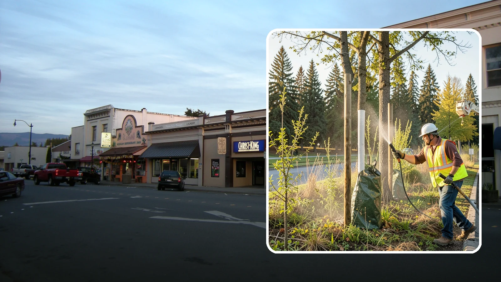 Tree Watering in Burlington, Skagit County, WA - Scheduled establishment watering of young public trees through their critical first seasons to protect your planting investment.