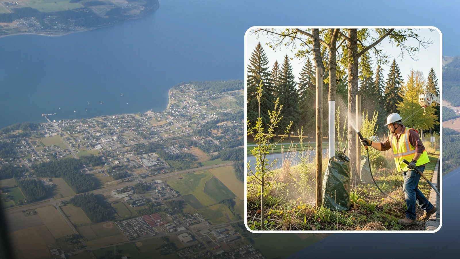 Tree Watering in Coupeville, Island County, WA - Scheduled establishment watering of young public trees through their critical first seasons to protect your planting investment.