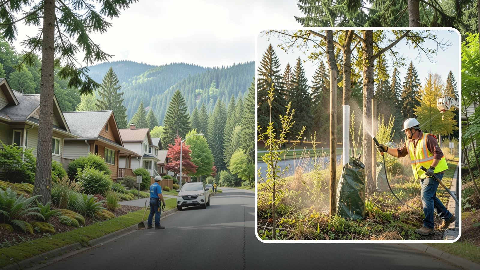 Tree Watering in Darrington, Snohomish County, WA - Scheduled establishment watering of young public trees through their critical first seasons to protect your planting investment.