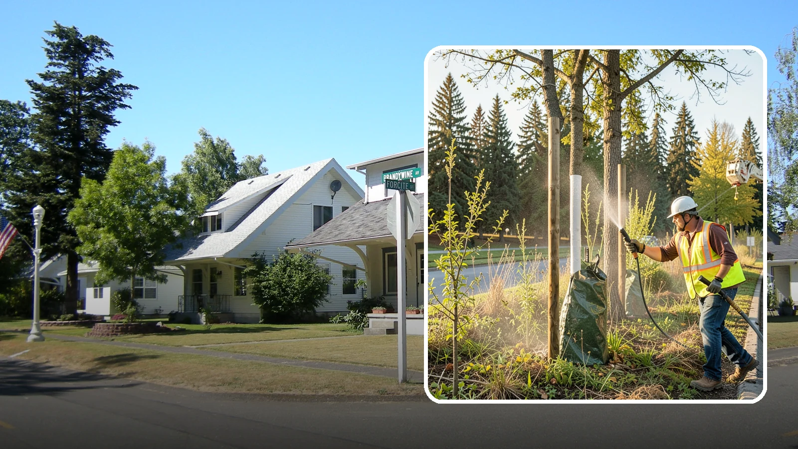 Tree Watering in DuPont, Pierce County, WA - Scheduled establishment watering of young public trees through their critical first seasons to protect your planting investment.