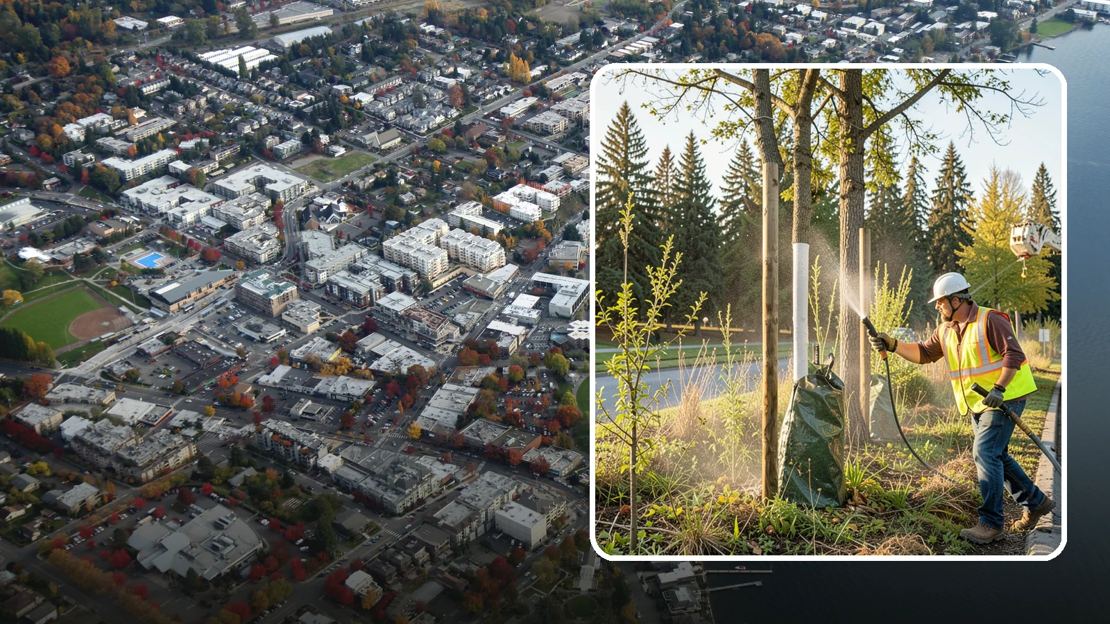 Tree Watering in Kirkland, King County, WA - Scheduled establishment watering of young public trees through their critical first seasons to protect your planting investment.