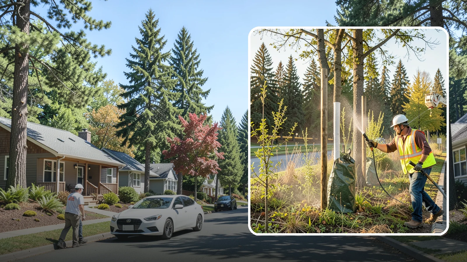 Tree Watering in Orting, Pierce County, WA - Scheduled establishment watering of young public trees through their critical first seasons to protect your planting investment.