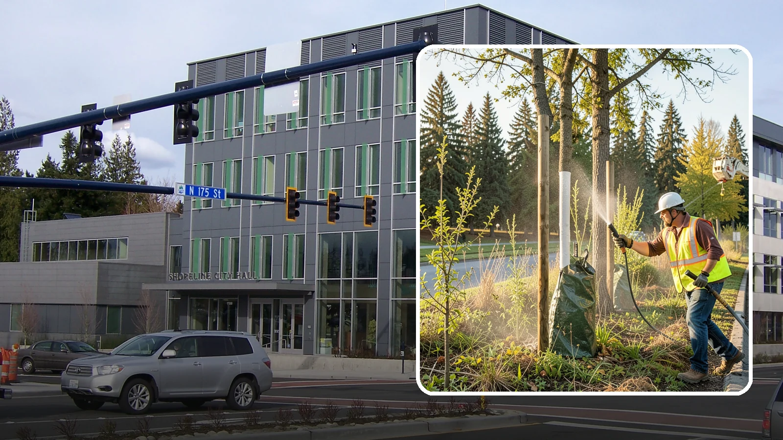 Tree Watering in Shoreline, King County, WA - Scheduled establishment watering of young public trees through their critical first seasons to protect your planting investment.
