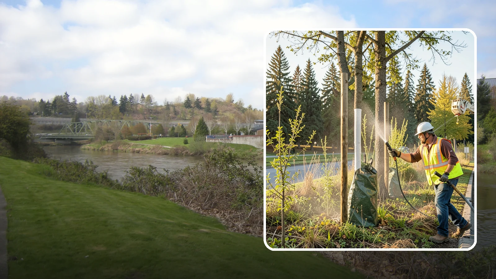 Tree Watering in Tukwila, King County, WA - Scheduled establishment watering of young public trees through their critical first seasons to protect your planting investment.