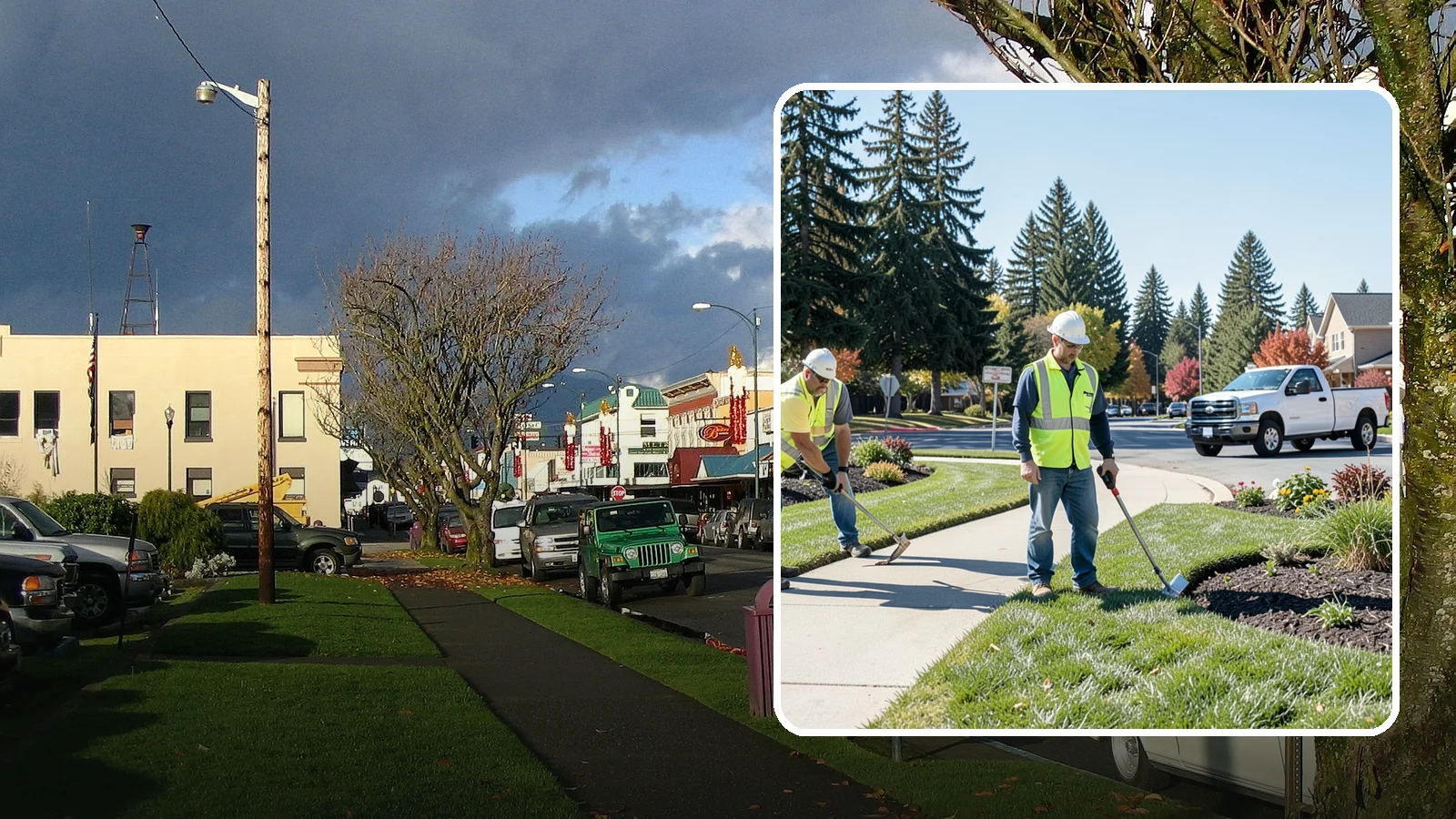 Turf Edging in Arlington, Snohomish County, WA - Crisp mechanical edging along walks, curbs, and beds that gives public grounds a finished, professional look.