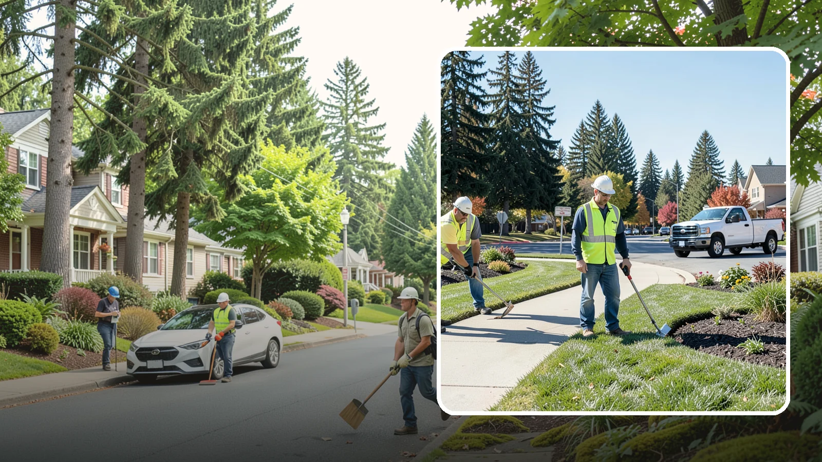 Turf Edging in Beaux Arts Village, King County, WA - Crisp mechanical edging along walks, curbs, and beds that gives public grounds a finished, professional look.