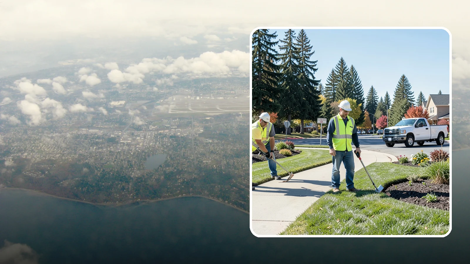 Turf Edging in Burien, King County, WA - Crisp mechanical edging along walks, curbs, and beds that gives public grounds a finished, professional look.