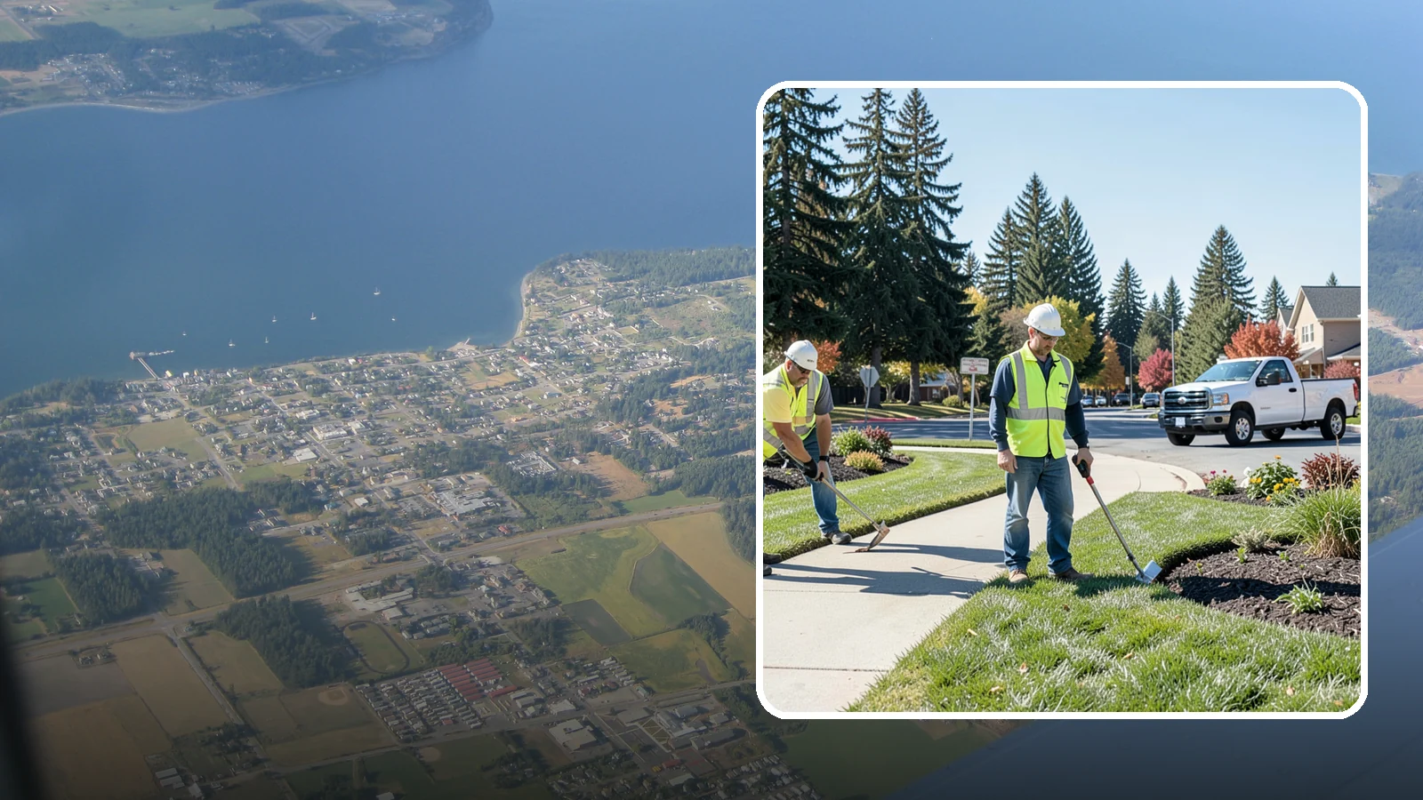 Turf Edging in Coupeville, Island County, WA - Crisp mechanical edging along walks, curbs, and beds that gives public grounds a finished, professional look.