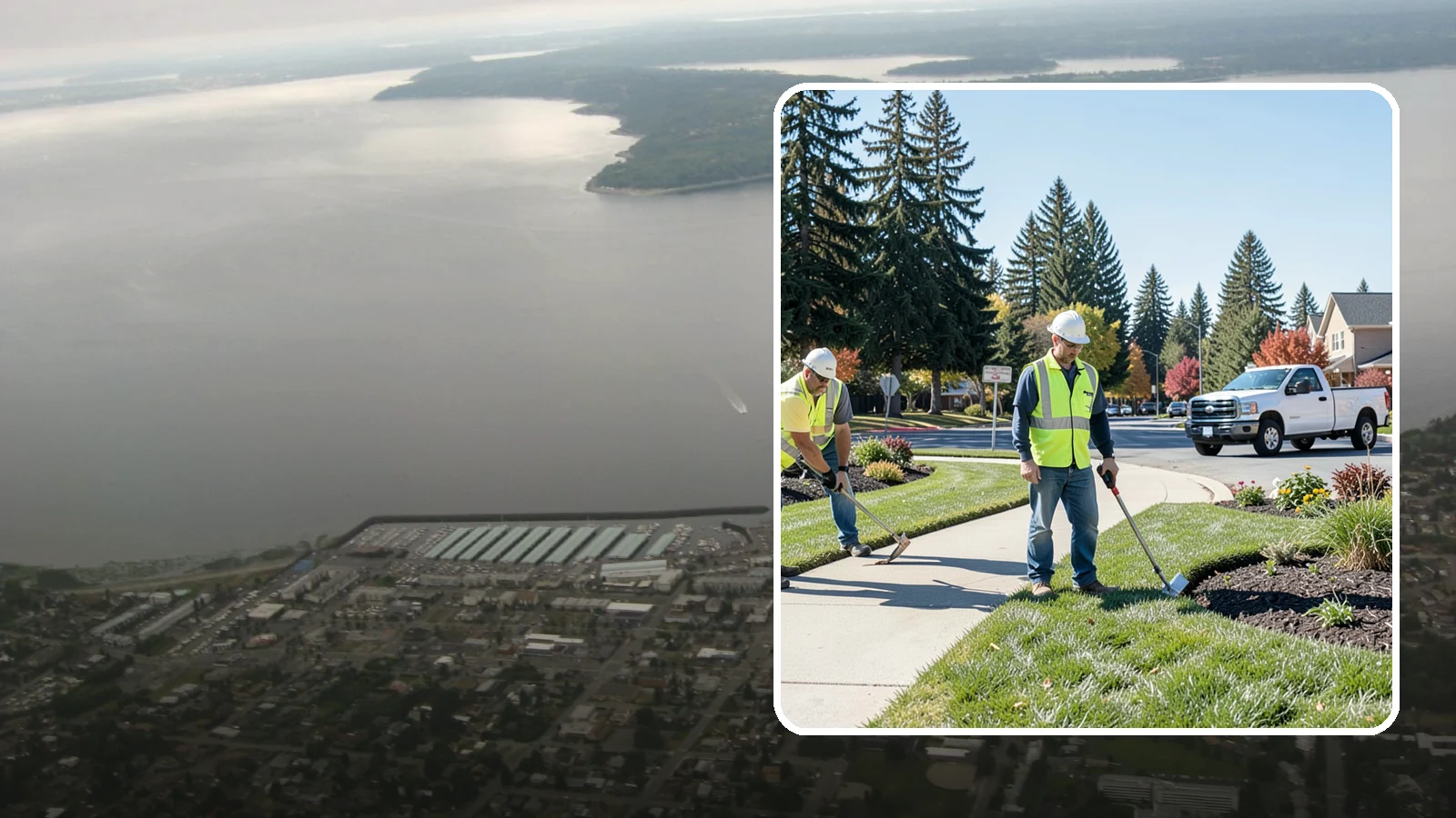 Turf Edging in Des Moines, King County, WA - Crisp mechanical edging along walks, curbs, and beds that gives public grounds a finished, professional look.