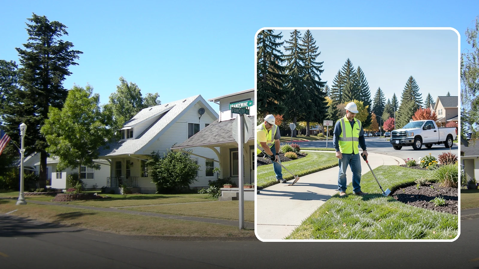 Turf Edging in DuPont, Pierce County, WA - Crisp mechanical edging along walks, curbs, and beds that gives public grounds a finished, professional look.