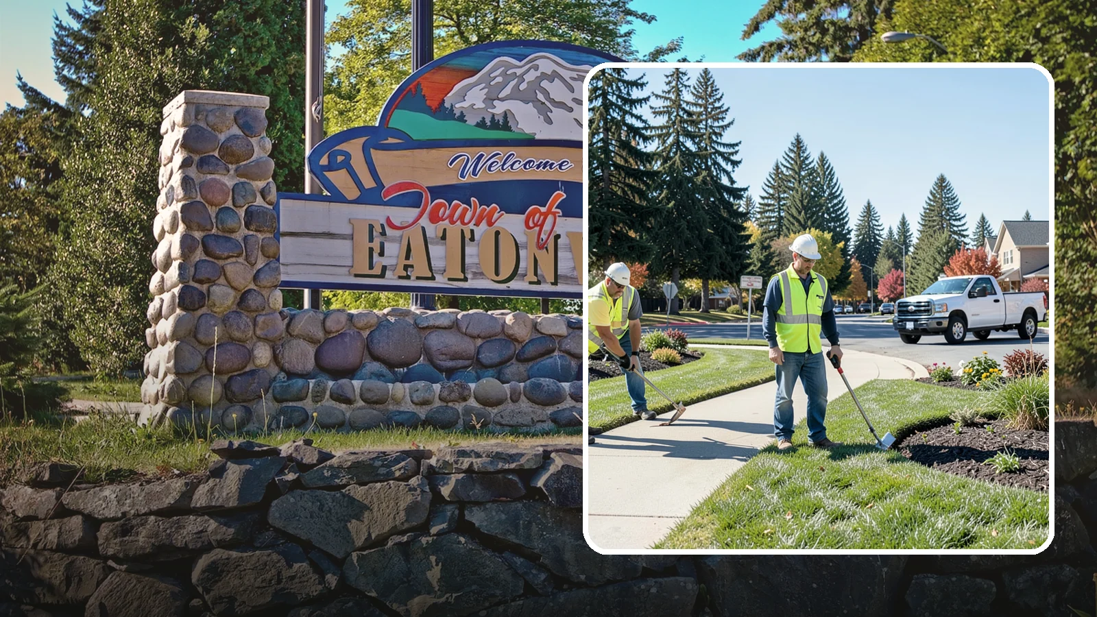 Turf Edging in Eatonville, Pierce County, WA - Crisp mechanical edging along walks, curbs, and beds that gives public grounds a finished, professional look.