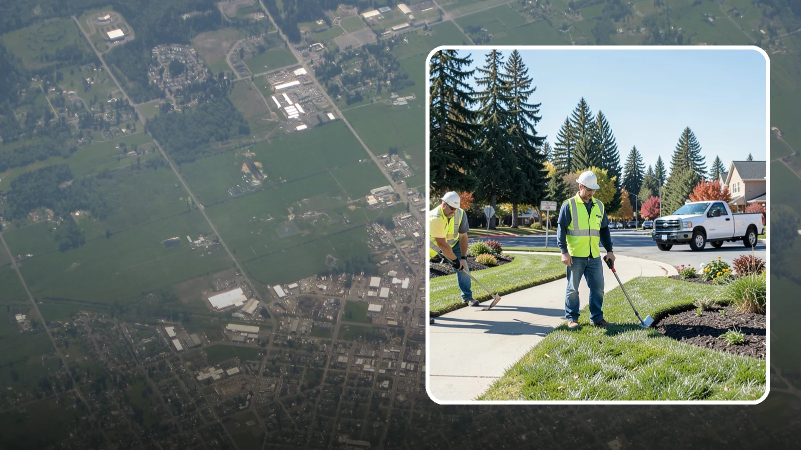 Turf Edging in Enumclaw, King County, WA - Crisp mechanical edging along walks, curbs, and beds that gives public grounds a finished, professional look.