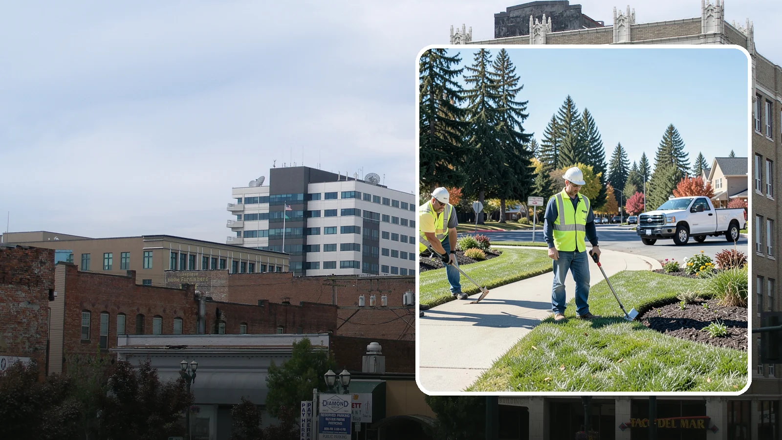 Turf Edging in Everett, Snohomish County, WA - Crisp mechanical edging along walks, curbs, and beds that gives public grounds a finished, professional look.