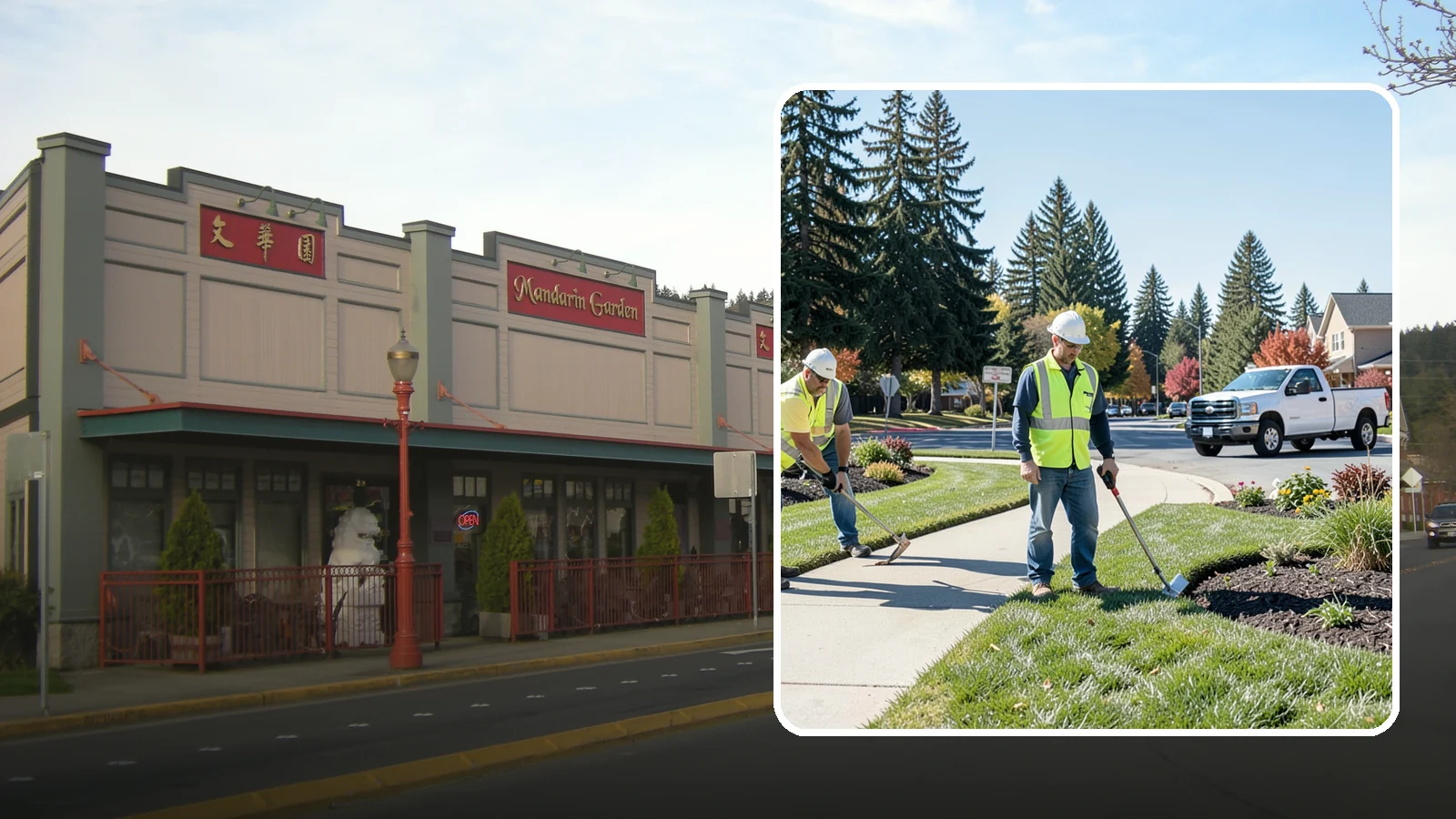 Turf Edging in Issaquah, King County, WA - Crisp mechanical edging along walks, curbs, and beds that gives public grounds a finished, professional look.