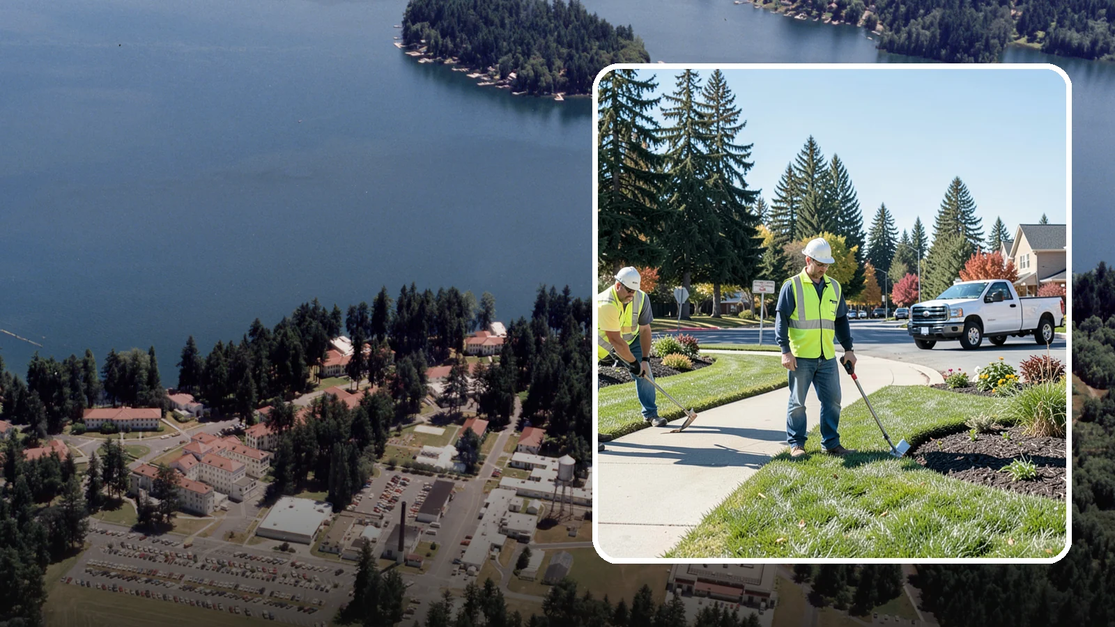 Turf Edging in Lakewood, Pierce County, WA - Crisp mechanical edging along walks, curbs, and beds that gives public grounds a finished, professional look.