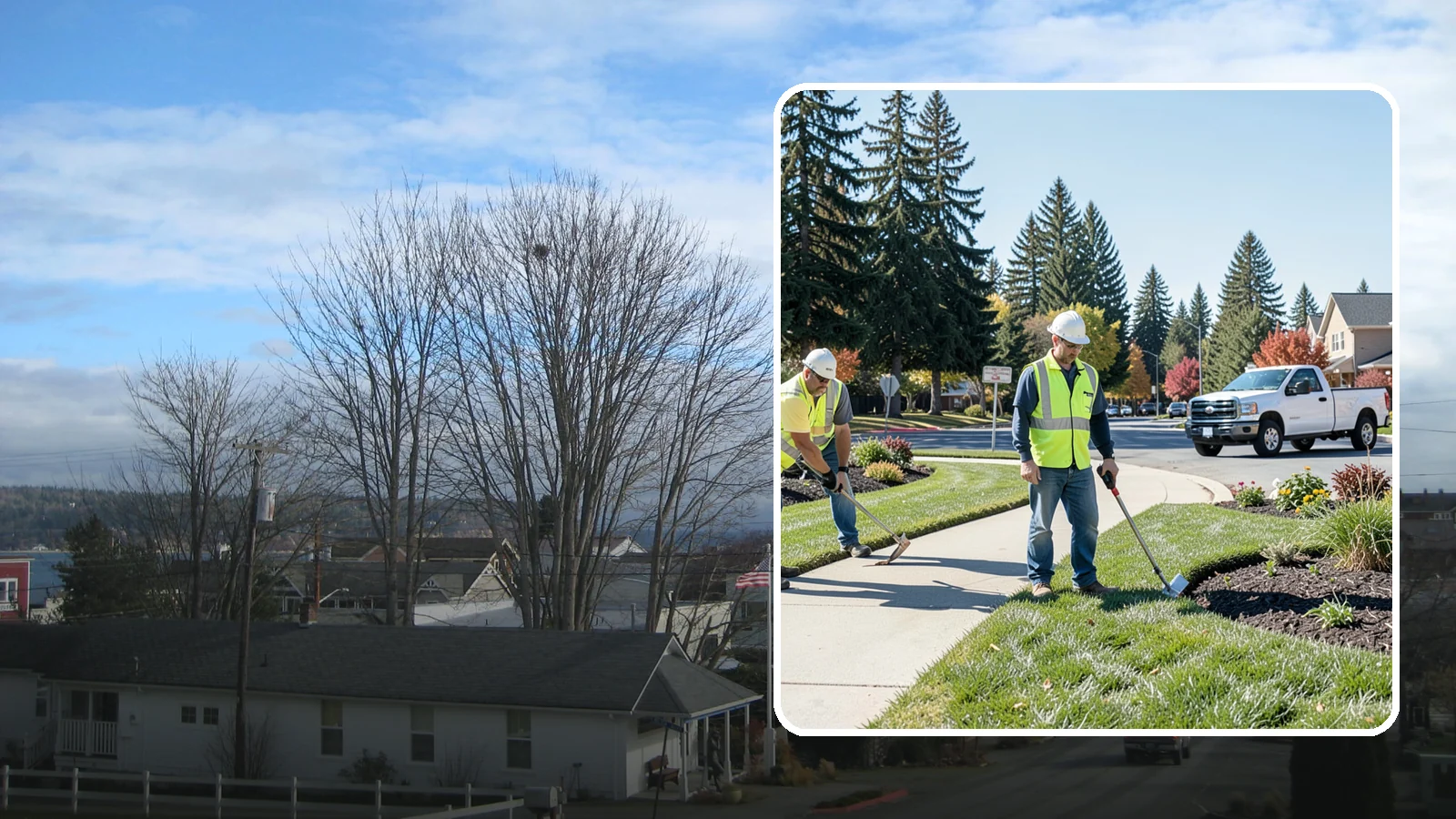 Turf Edging in Langley, Island County, WA - Crisp mechanical edging along walks, curbs, and beds that gives public grounds a finished, professional look.