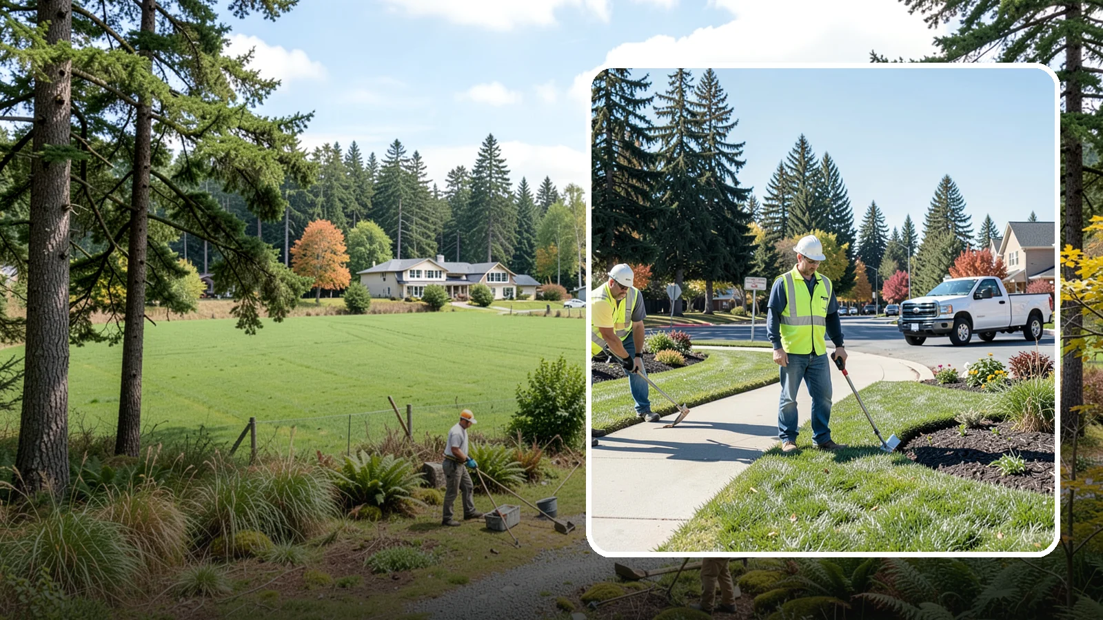 Turf Edging in Lyman, Skagit County, WA - Crisp mechanical edging along walks, curbs, and beds that gives public grounds a finished, professional look.