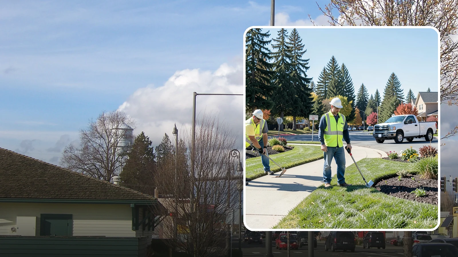 Turf Edging in Marysville, Snohomish County, WA - Crisp mechanical edging along walks, curbs, and beds that gives public grounds a finished, professional look.