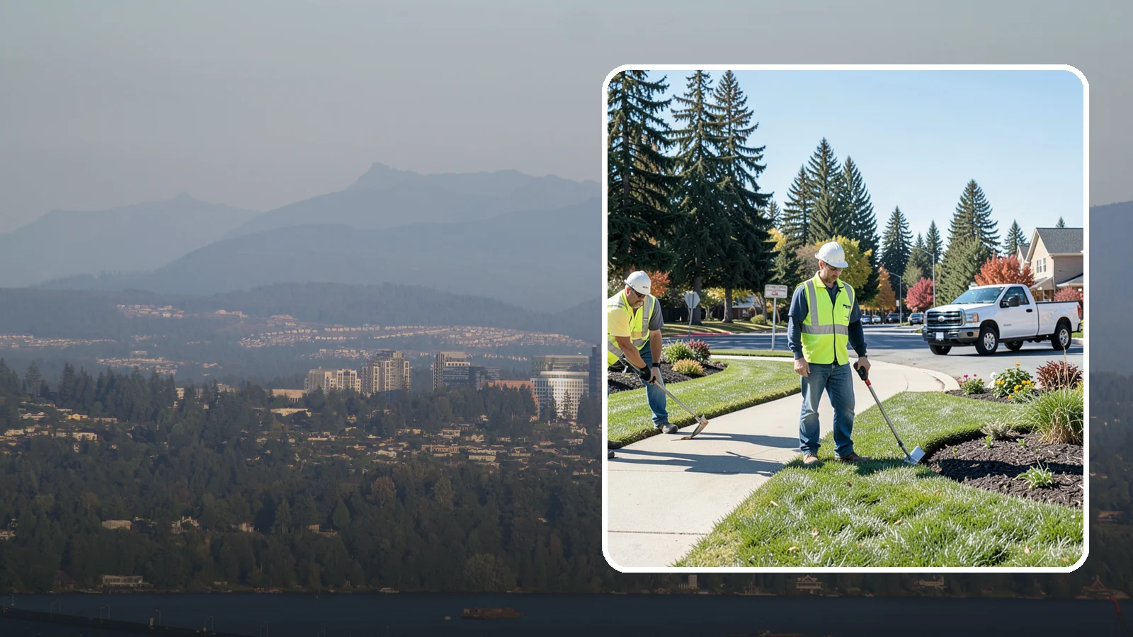 Turf Edging in Medina, King County, WA - Crisp mechanical edging along walks, curbs, and beds that gives public grounds a finished, professional look.