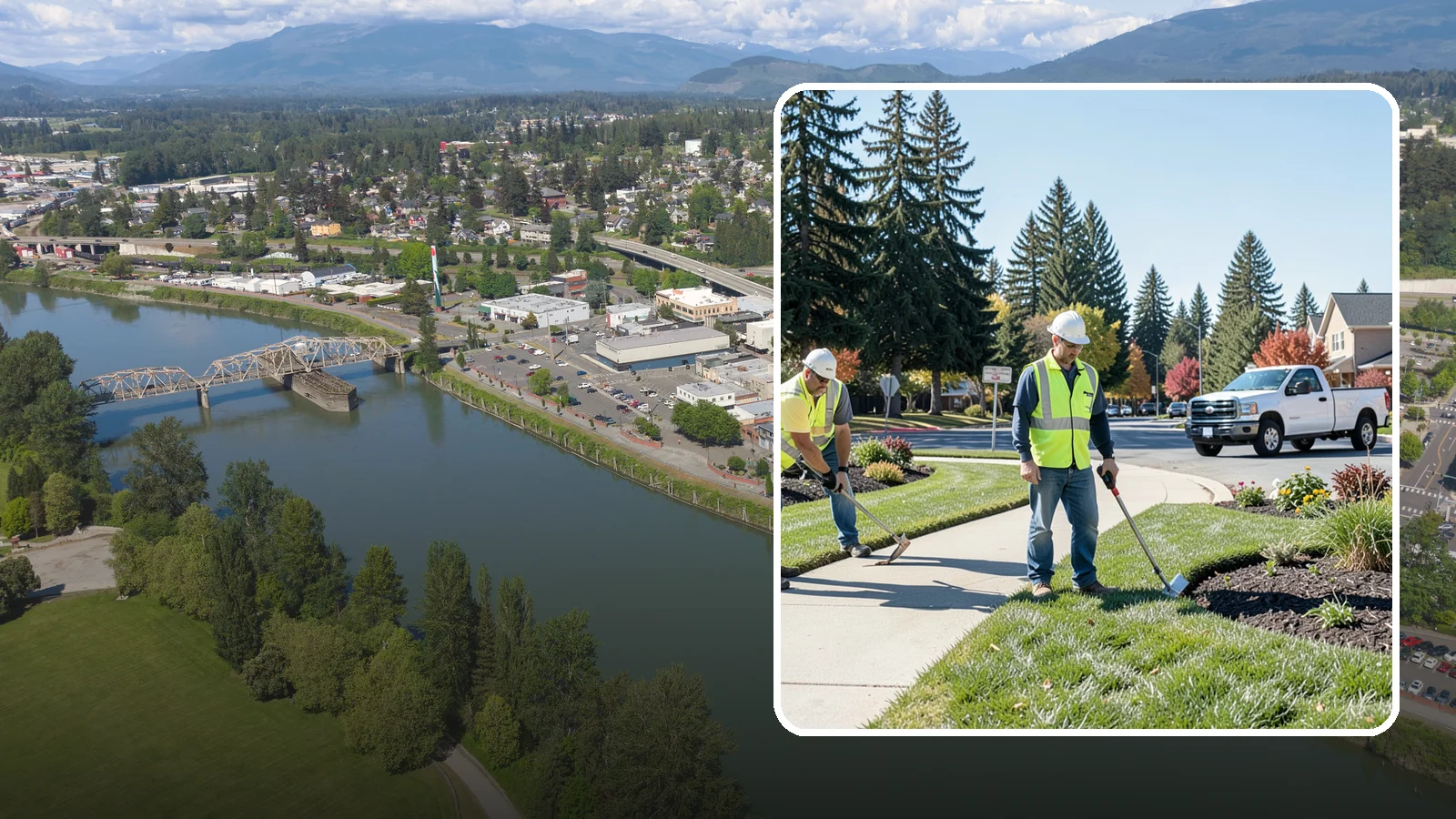 Turf Edging in Mount Vernon, Skagit County, WA - Crisp mechanical edging along walks, curbs, and beds that gives public grounds a finished, professional look.