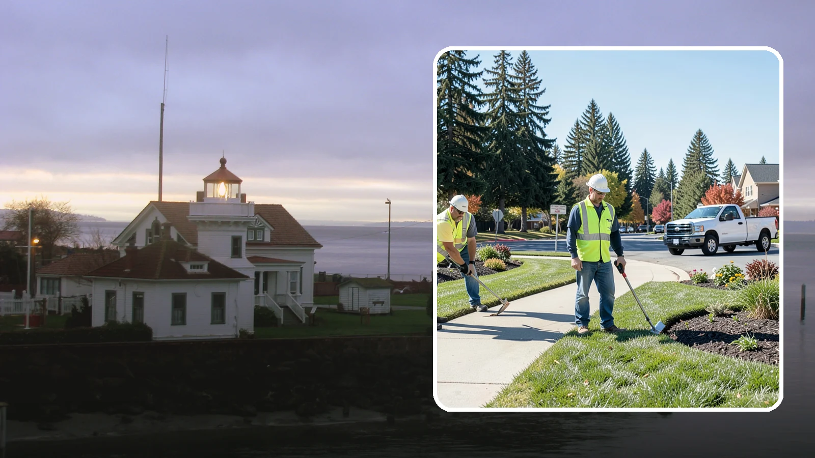Turf Edging in Mukilteo, Snohomish County, WA - Crisp mechanical edging along walks, curbs, and beds that gives public grounds a finished, professional look.