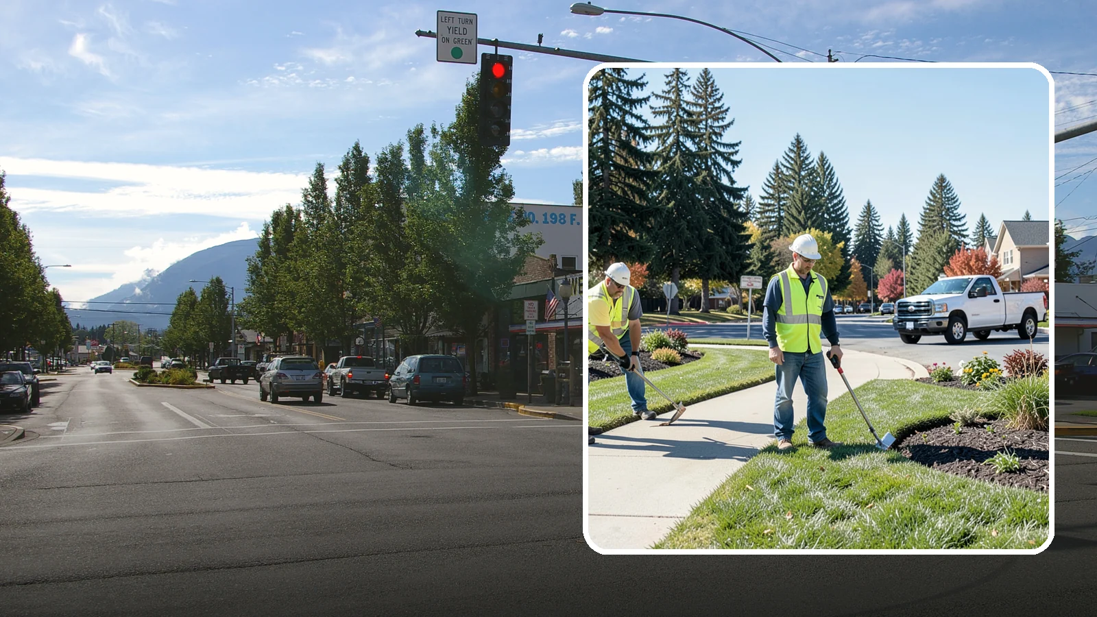 Turf Edging in North Bend, King County, WA - Crisp mechanical edging along walks, curbs, and beds that gives public grounds a finished, professional look.