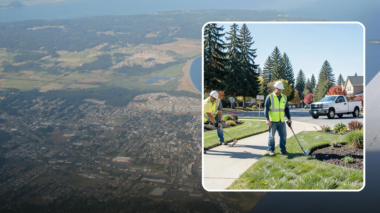 Turf Edging in Oak Harbor, Island County, WA - Crisp mechanical edging along walks, curbs, and beds that gives public grounds a finished, professional look.