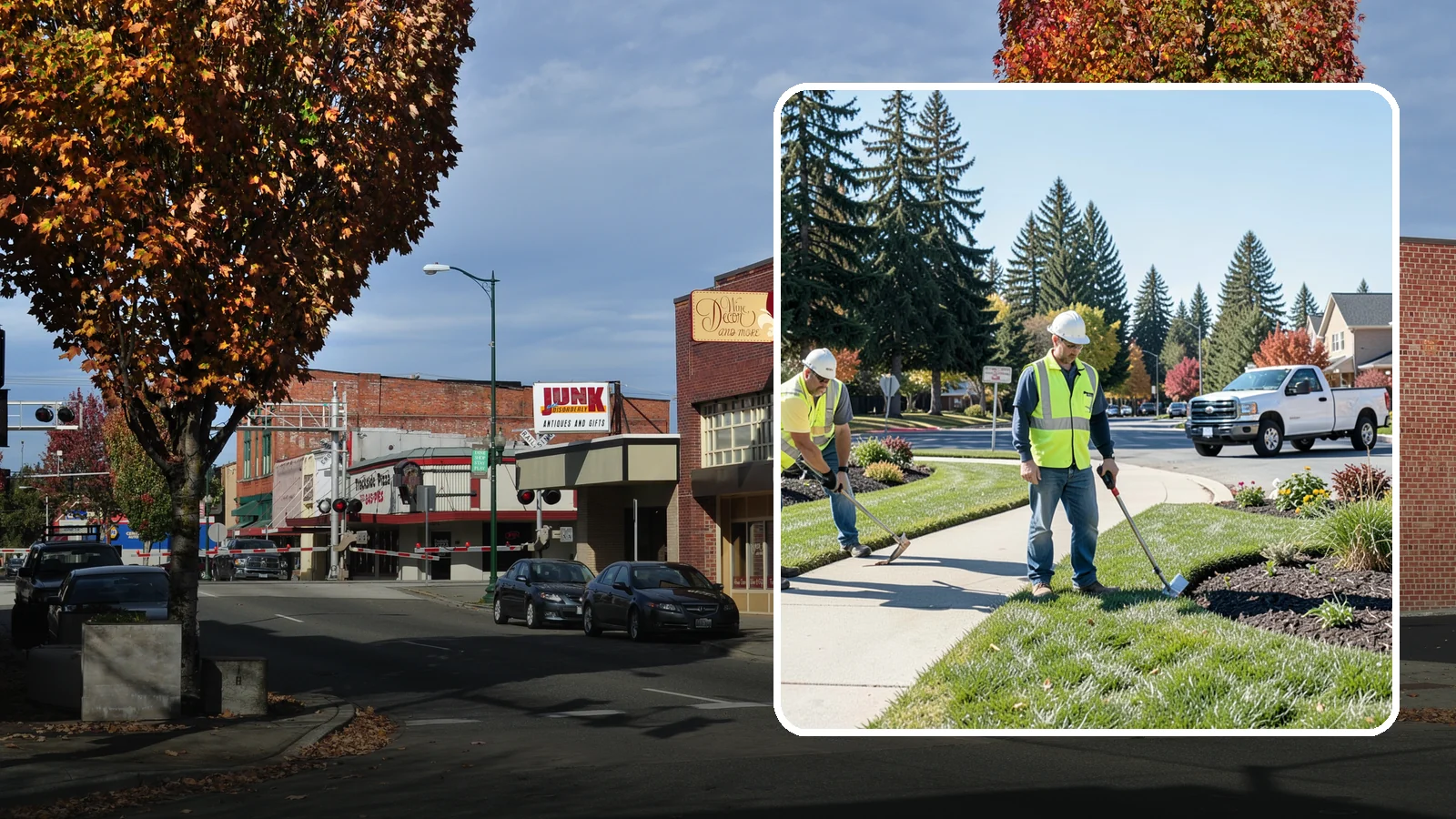 Turf Edging in Puyallup, Pierce County, WA - Crisp mechanical edging along walks, curbs, and beds that gives public grounds a finished, professional look.