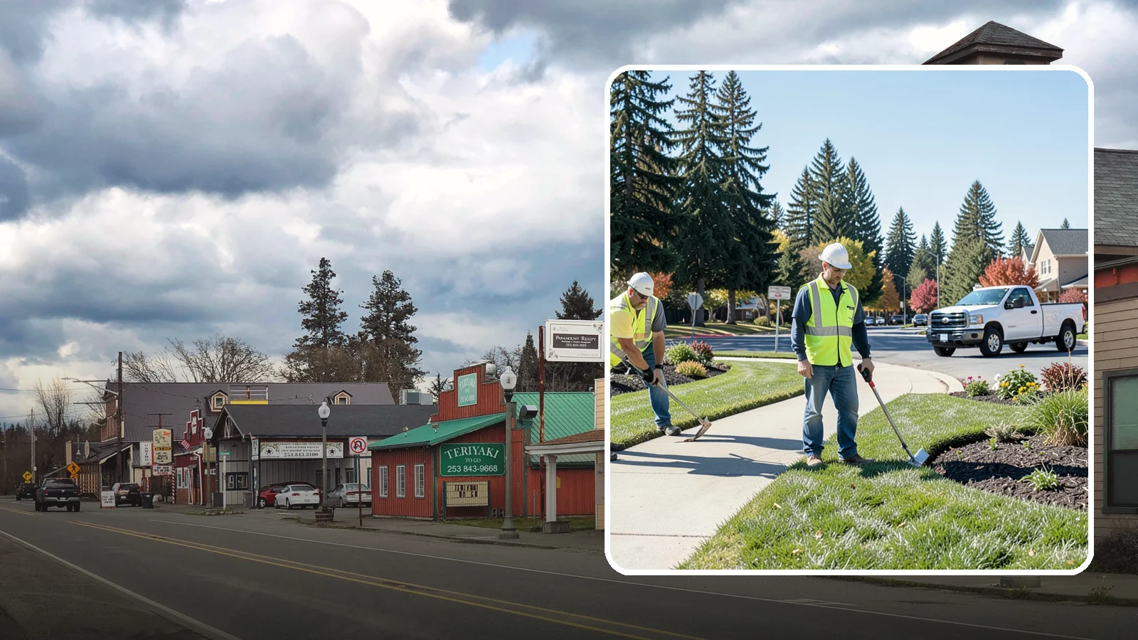 Turf Edging in Roy, Pierce County, WA - Crisp mechanical edging along walks, curbs, and beds that gives public grounds a finished, professional look.