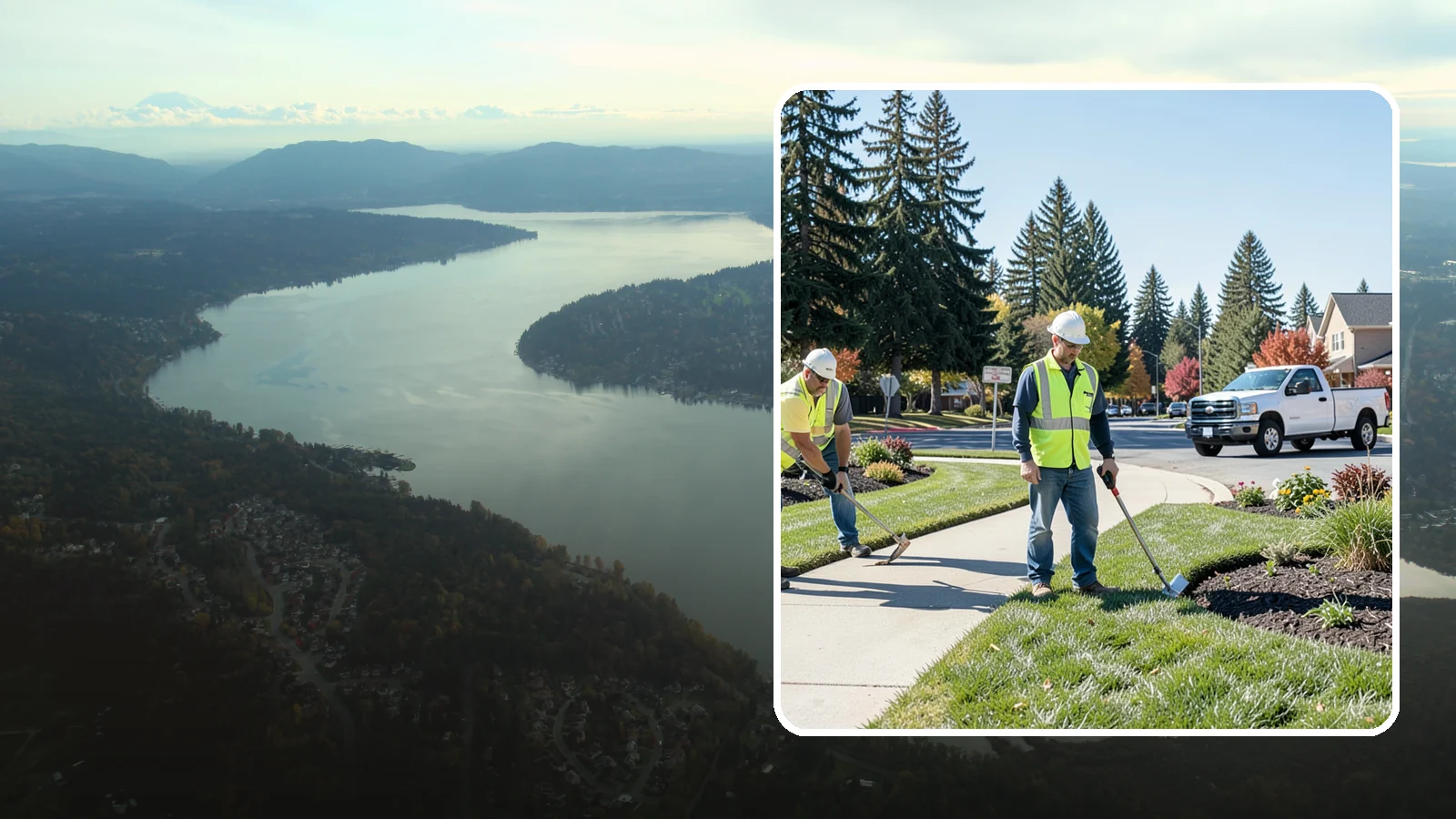 Turf Edging in Sammamish, King County, WA - Crisp mechanical edging along walks, curbs, and beds that gives public grounds a finished, professional look.