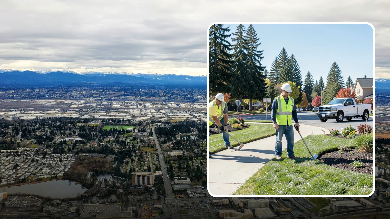 Turf Edging in SeaTac, King County, WA - Crisp mechanical edging along walks, curbs, and beds that gives public grounds a finished, professional look.