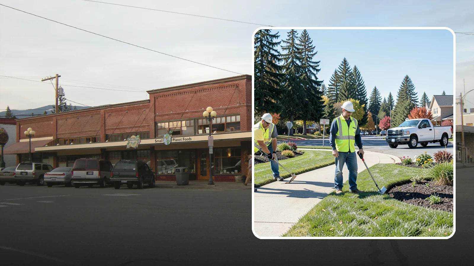 Turf Edging in Sedro-Woolley, Skagit County, WA - Crisp mechanical edging along walks, curbs, and beds that gives public grounds a finished, professional look.