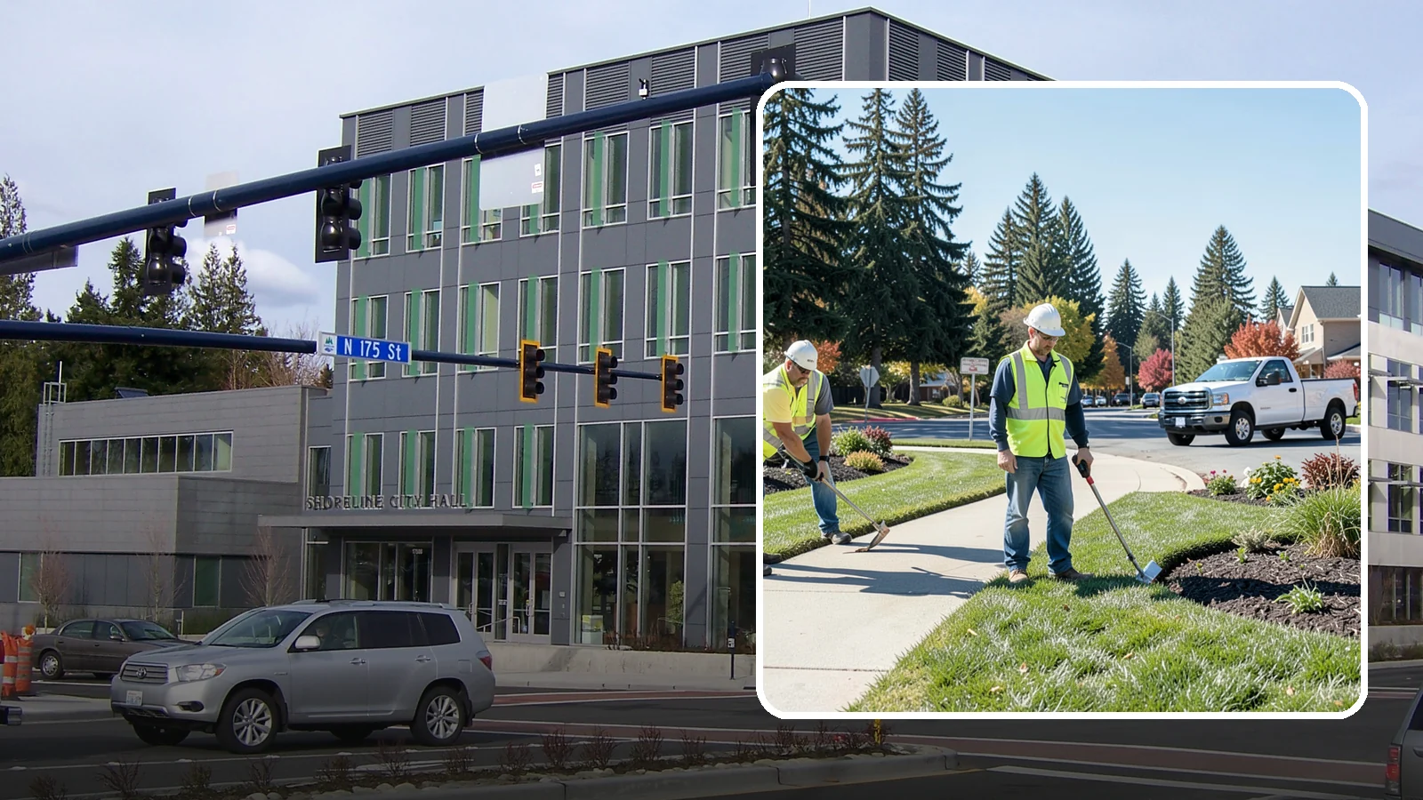 Turf Edging in Shoreline, King County, WA - Crisp mechanical edging along walks, curbs, and beds that gives public grounds a finished, professional look.
