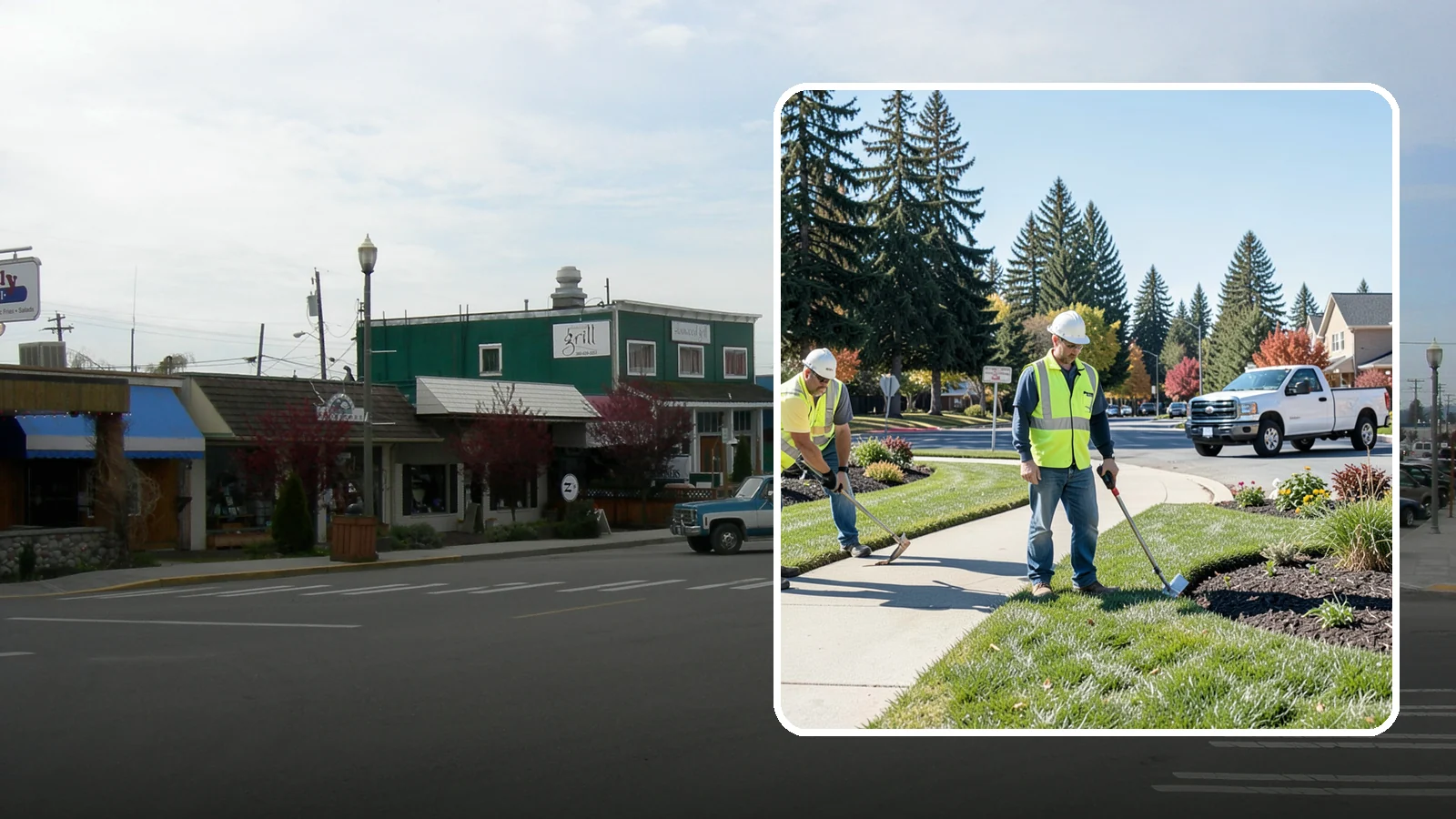 Turf Edging in Stanwood, Snohomish County, WA - Crisp mechanical edging along walks, curbs, and beds that gives public grounds a finished, professional look.
