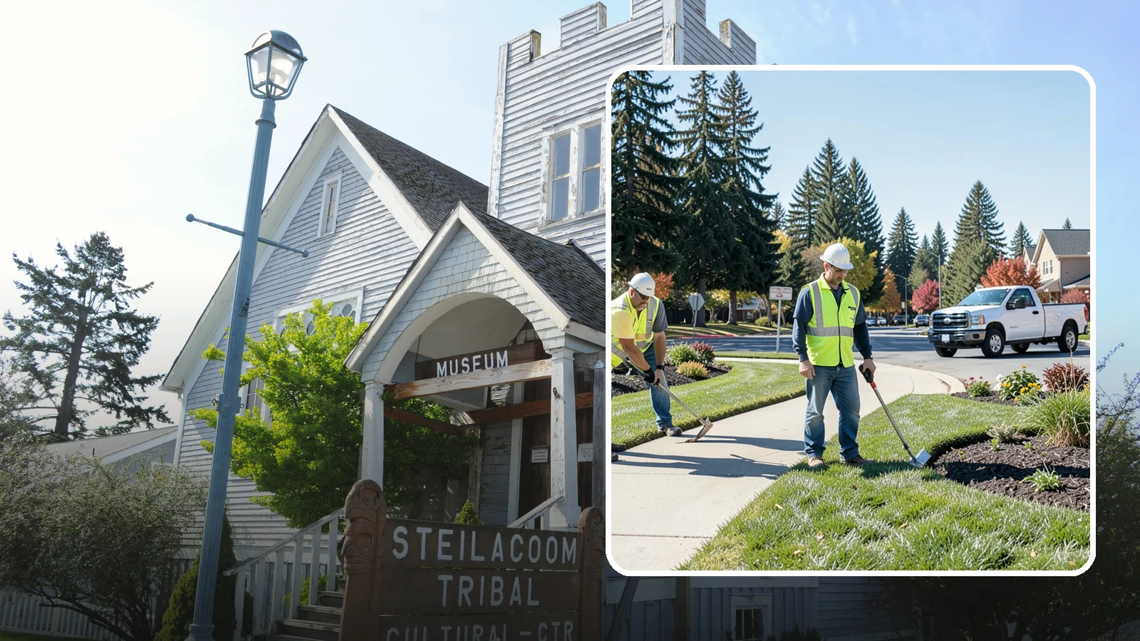 Turf Edging in Steilacoom, Pierce County, WA - Crisp mechanical edging along walks, curbs, and beds that gives public grounds a finished, professional look.