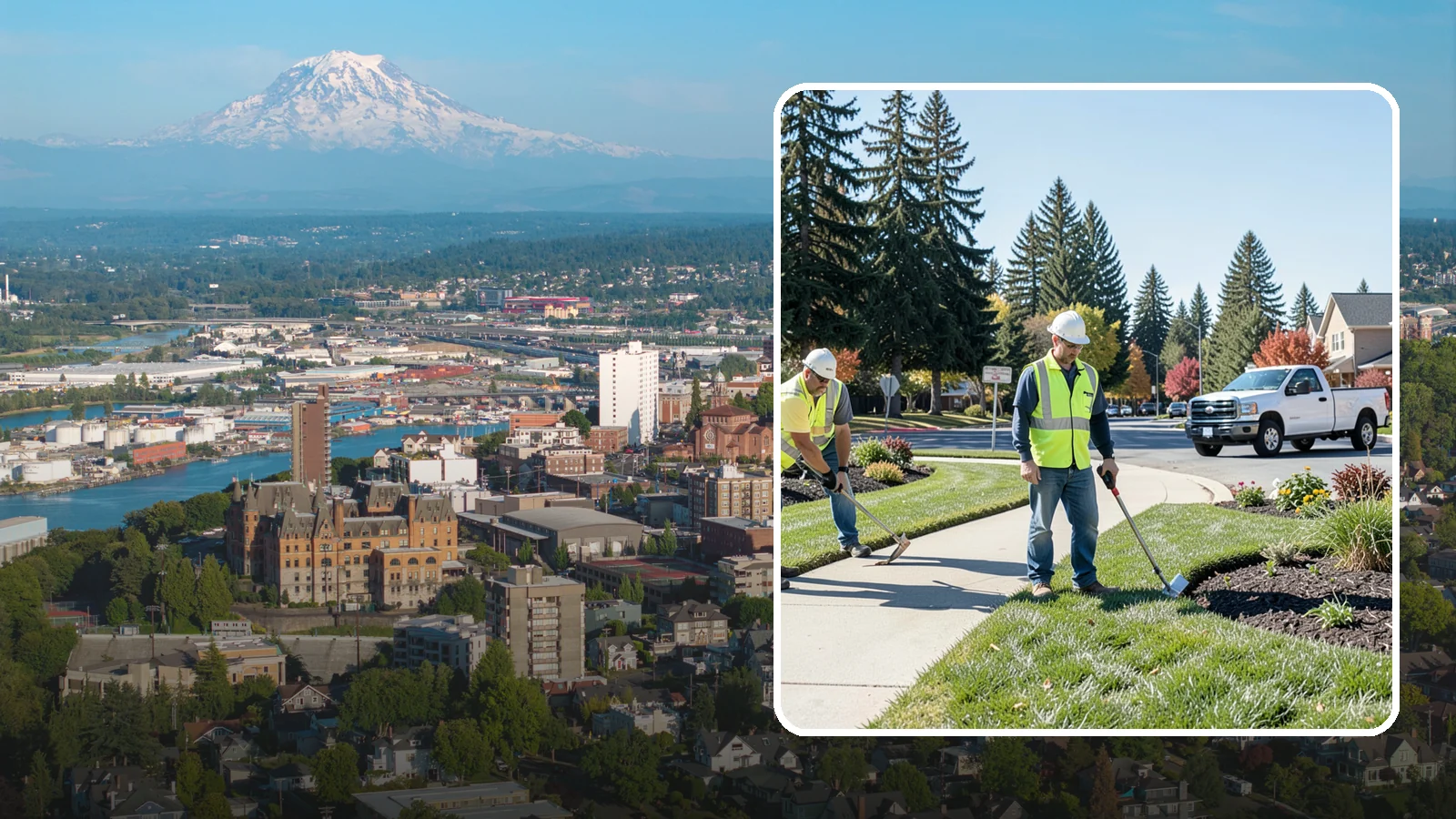 Turf Edging in Tacoma, Pierce County, WA - Crisp mechanical edging along walks, curbs, and beds that gives public grounds a finished, professional look.