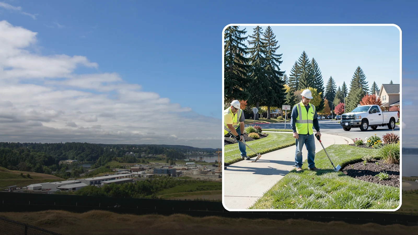 Turf Edging in University Place, Pierce County, WA - Crisp mechanical edging along walks, curbs, and beds that gives public grounds a finished, professional look.